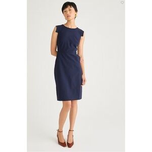 J.Crew Size 6 Resume Dress in Navy Square Cap Sleeve Tailored Sheath Career GUC